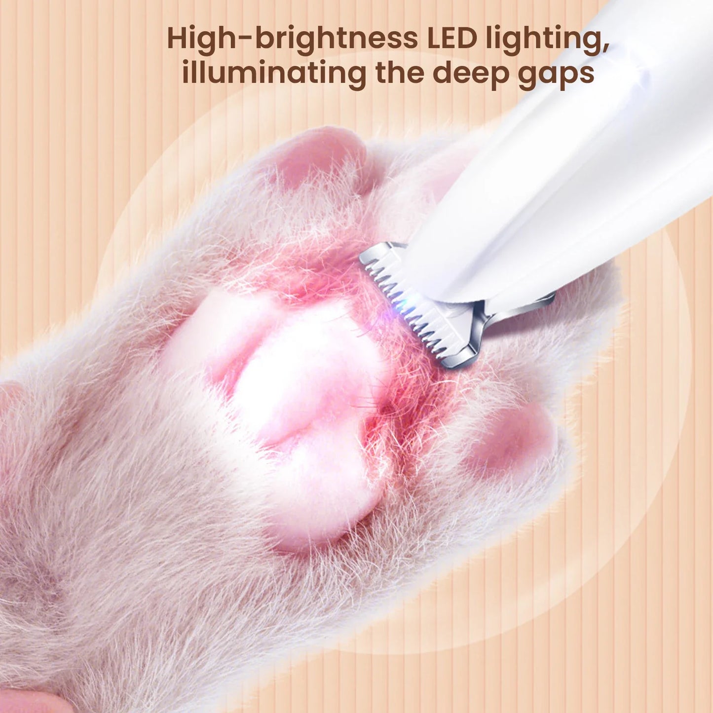 Rechargeable Pet Paw Trimmer with LED Light, Fully Waterproof Dogs Cats Hair Trimmer, Dog Clippers for Grooming
